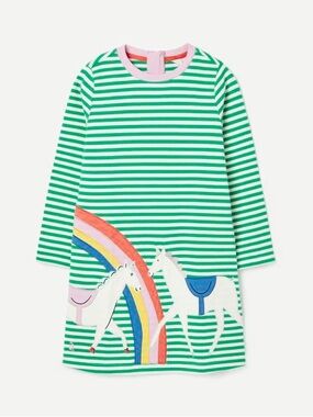 Joules Rosalee Shirt Dress Long Sleeve Green Horses size 6 Years